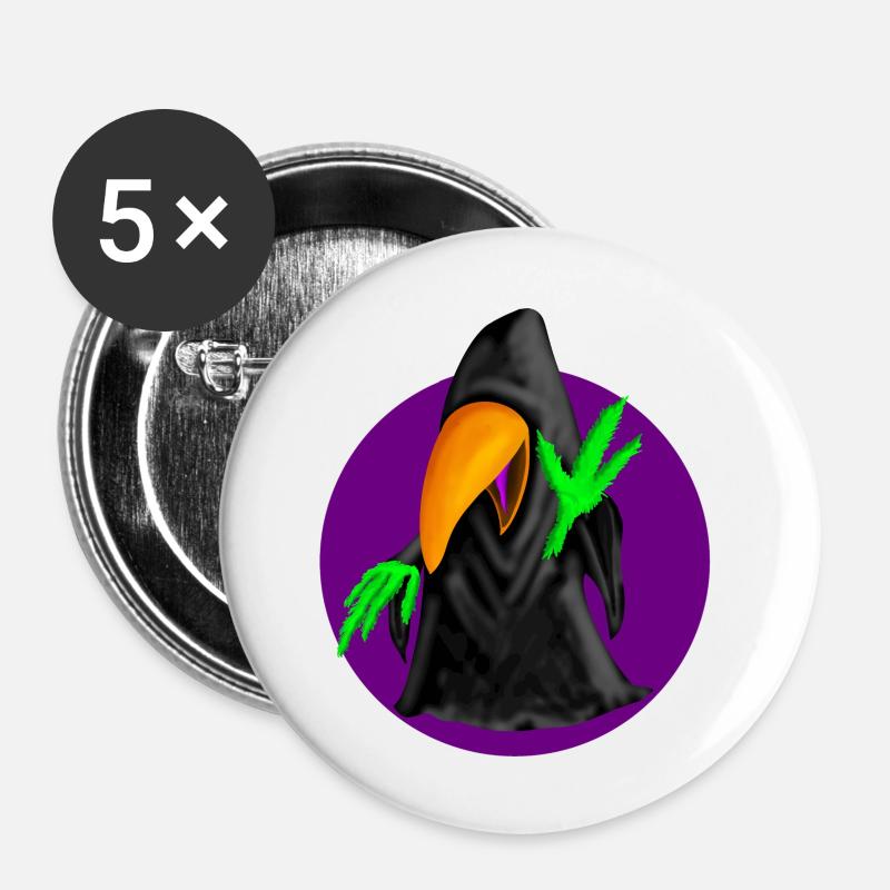 Dark Parakeet ( Logo ) - Buttons large 2.2''/56 mm (5-pack) - white