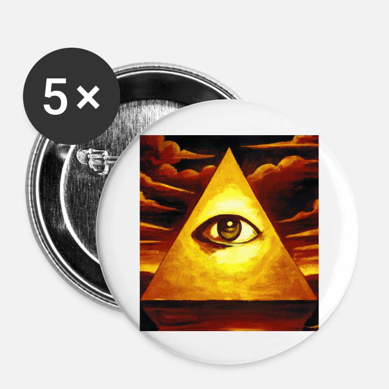 All Seeing Eye - Buttons large 2.2''/56 mm (5-pack) - white