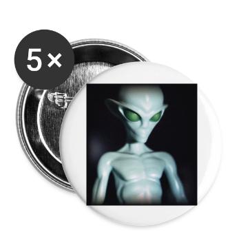Evil Alien - Buttons large 2.2''/56 mm (5-pack) - white - Front