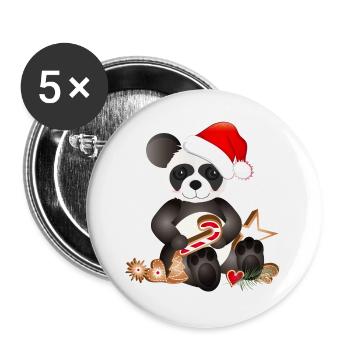 petit panda sucré pour Noël - Lot de 5 grands badges (56 mm) - blanc - Devant