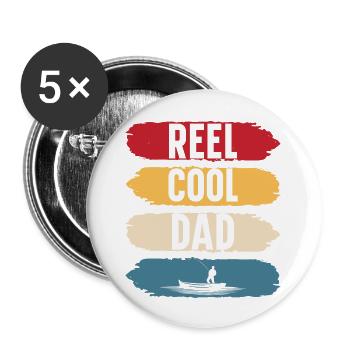 Reel cool dad fishing dad gift father's day - Lot de 5 grands badges (56 mm) - blanc - Devant