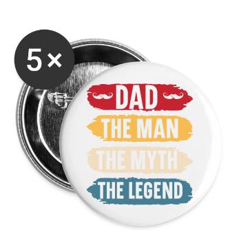 Dad the man the myth the legend christmas father - Lot de 5 grands badges (56 mm) - blanc - Devant