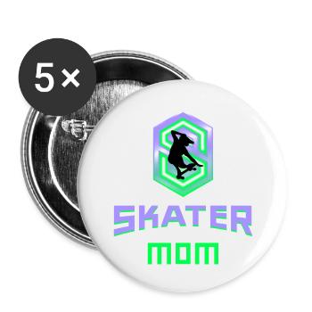 Skater Mom Mama Mutter Skatboard cool Geschenkidee - Buttons groß 56 mm (5er Pack) - Weiß - Vorne