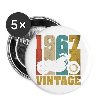 1967 Jahrgang Geburtstag Biker Motorrad Geschenk - Buttons groß 56 mm (5er Pack) - Weiß - Vorne