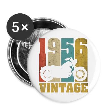 1956 Jahrgang Geburtstag Biker Motorrad Geschenk - Buttons groß 56 mm (5er Pack) - Weiß - Vorne