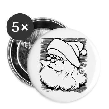 Chapeau de Noël Père Noël Noël 2 - Lot de 5 grands badges (56 mm) - blanc - Devant