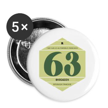Vignette automobile française année 1963 - Lot de 5 grands badges (56 mm) - blanc - Devant