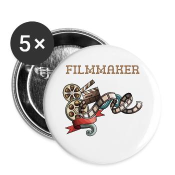 Funny Filmmakers and Videographer T-Shirt - Buttons large 2.2''/56 mm (5-pack) - white - Front