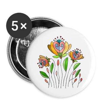 Flowers - Buttons large 2.2''/56 mm (5-pack) - white - Front