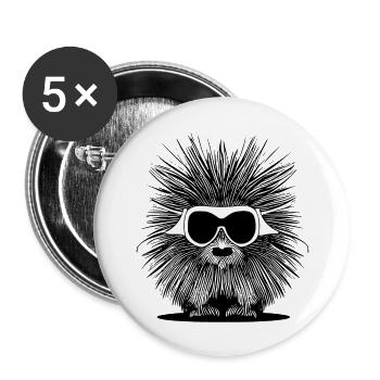 Porcupine Sunglasses Cute Animals Animal Nature 6 - Buttons large 2.2''/56 mm (5-pack) - white - Front