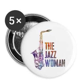 Jazz Frau - Buttons groß 56 mm (5er Pack) - Weiß - Vorne