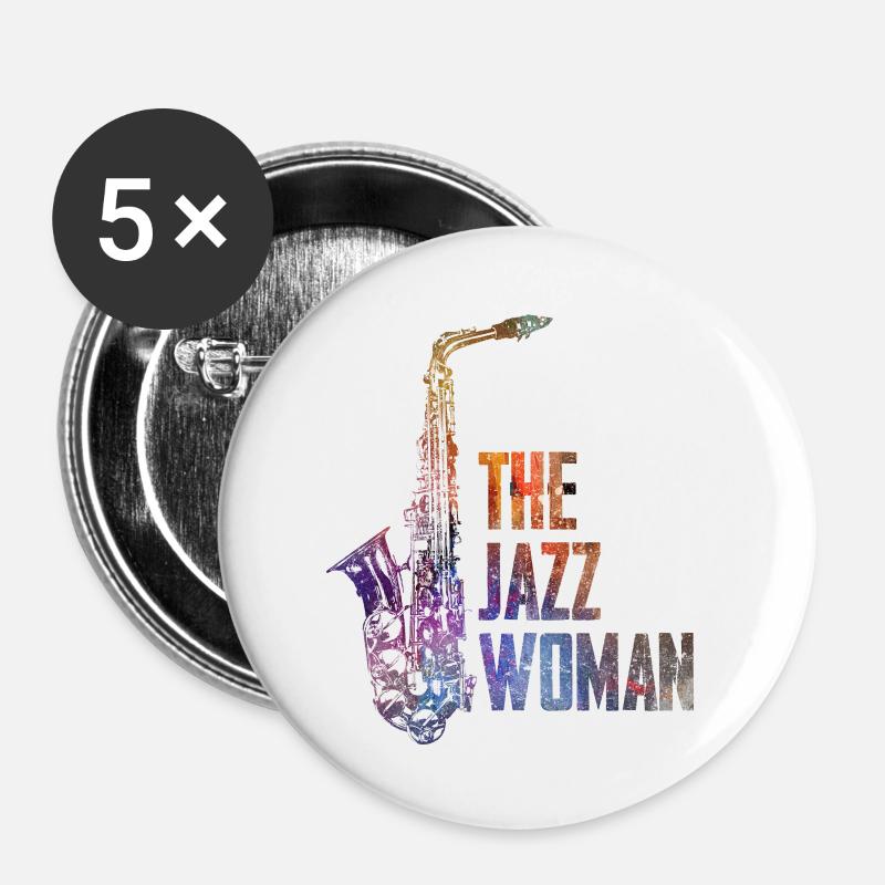 Jazz Woman - Buttons large 2.2''/56 mm (5-pack) - white