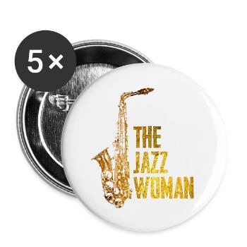Jazz Frau - Buttons groß 56 mm (5er Pack) - Weiß - Vorne