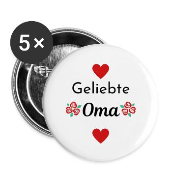 Geliebte Oma - Buttons groß 56 mm (5er Pack) - Weiß - Vorne