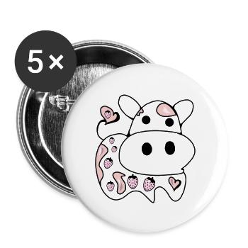 Linienzeichnung - Kuh - Buttons groß 56 mm (5er Pack) - Weiß - Vorne