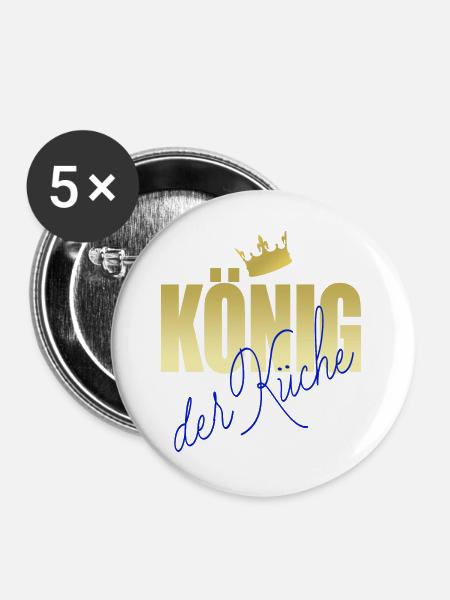 König der Küche - Buttons groß 56 mm (5er Pack) - Weiß