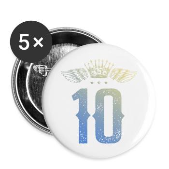 10 Zahl Krone - Buttons groß 56 mm (5er Pack) - Weiß - Vorne