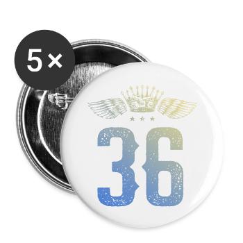 36 Number crown - Buttons large 2.2''/56 mm (5-pack) - white - Front