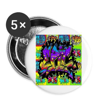 graffiti,rap,spray,skate,street,pop,art,nyc,usa, - Buttons large 2.2''/56 mm (5-pack) - white - Front