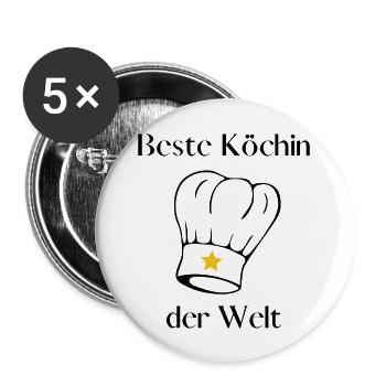 Beste Köchin der welt Stern - Buttons groß 56 mm (5er Pack) - Weiß - Vorne