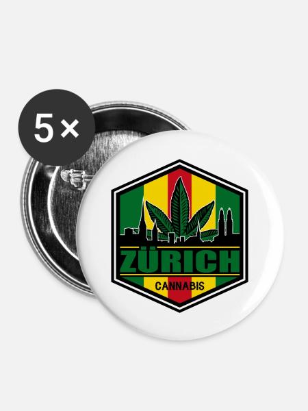 Cannabis - Buttons groß 56 mm (5er Pack) - Weiß