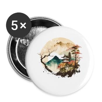 Paysage d’anime - Lot de 5 grands badges (56 mm) - blanc - Devant
