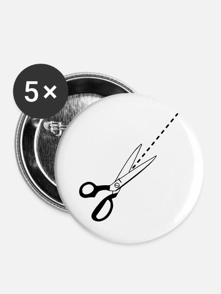 Schnitt-Logo-Schneider - Buttons groß 56 mm (5er Pack) - Weiß