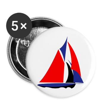 Französisches Segelboot - Buttons groß 56 mm (5er Pack) - Weiß - Vorne