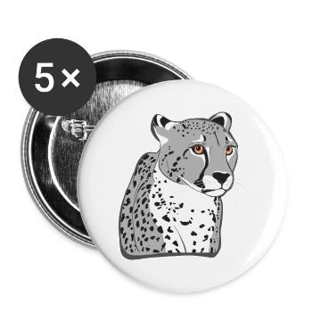 Guépard - Lot de 5 grands badges (56 mm) - blanc - Devant