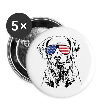 CHESAPEAKE BAY RETRIEVER America Flag Goggles Dog - Buttons large 2.2''/56 mm (5-pack) - white - Front