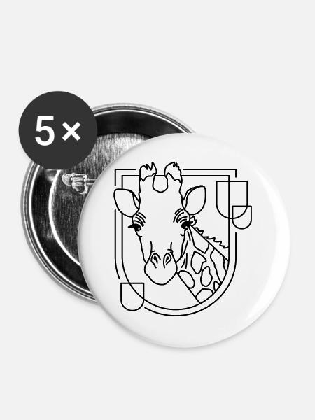 Giraffe in Geometric Shape - Line Art Design - Buttons large 2.2''/56 mm (5-pack) - white