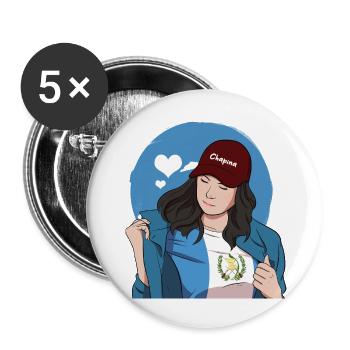 Guatemala Guatemalan Flag DNA I Gift - Buttons large 2.2''/56 mm (5-pack) - white - Front