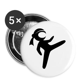 ninja fighter symbol comic kids fighting - Buttons groß 56 mm (5er Pack) - Weiß - Vorne