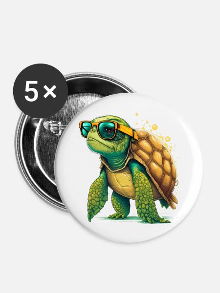 Turtle old - Buttons large 2.2''/56 mm (5-pack) - white