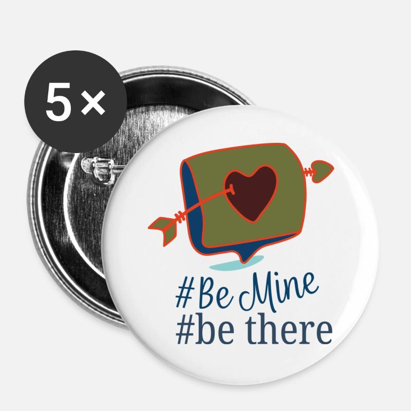valentinstag - Buttons groß 56 mm (5er Pack) - Weiß
