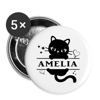 t-shirt Amelia t-shirt cat gift idea cat - Buttons large 2.2''/56 mm (5-pack) - white - Front