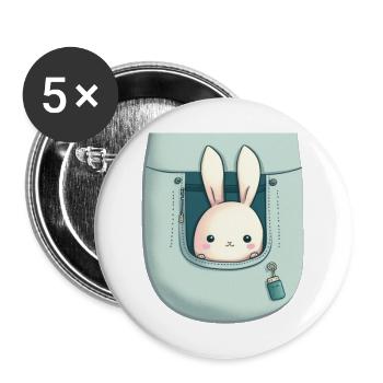 lapin kawaii! - Lot de 5 grands badges (56 mm) - blanc - Devant