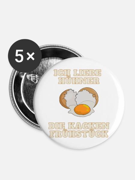 Funny Chicken Spruch - Buttons groß 56 mm (5er Pack) - Weiß