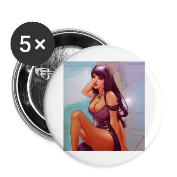 Feminine Power T-Shirt - Celebrate the Beauty - Buttons groß 56 mm (5er Pack) - Weiß - Vorne