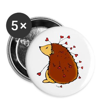 Liebesliebendes Stachelschwein - Buttons groß 56 mm (5er Pack) - Weiß - Vorne