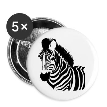 Fun Zebra Cartoon Nature Animal Safari Vector 3 - Buttons large 2.2''/56 mm (5-pack) - white - Front