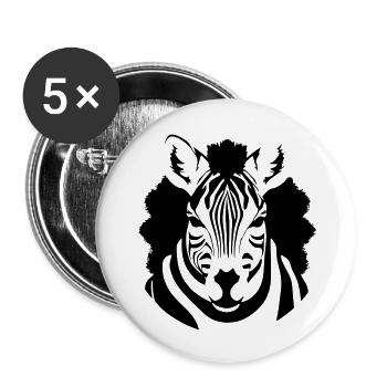 Fun Zebra Cartoon Nature Animal Safari Vector 1 - Buttons large 2.2''/56 mm (5-pack) - white - Front