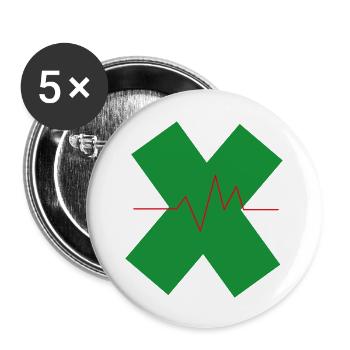 Santé X signe de vie croise le rythme cardiaque - Lot de 5 grands badges (56 mm) - blanc - Devant