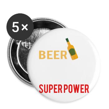 Bière Vin Whisky Schnaps Alcool - Lot de 5 grands badges (56 mm) - blanc - Devant