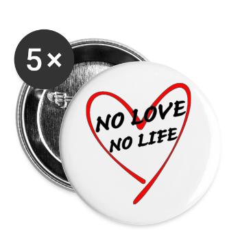 no love no life - Buttons large 2.2''/56 mm (5-pack) - white - Front