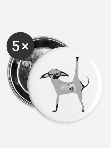 Cosmo, der Graue Chiwawa - Buttons groß 56 mm (5er Pack) - Weiß