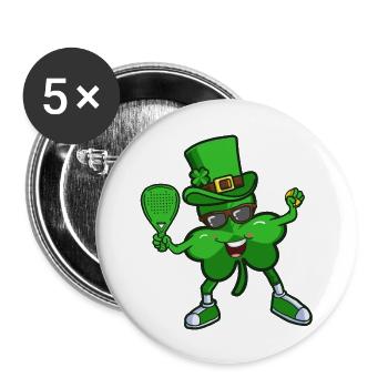 Padel Shamrock St Patricks Day for Kids Padel Play - Buttons large 2.2''/56 mm (5-pack) - white - Front