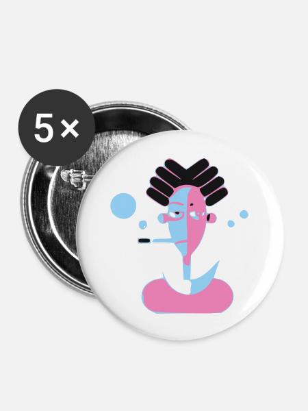 Der Mann mit der Pfeife - Buttons groß 56 mm (5er Pack) - Weiß