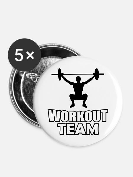 Workout Team - Buttons groß 56 mm (5er Pack) - Weiß