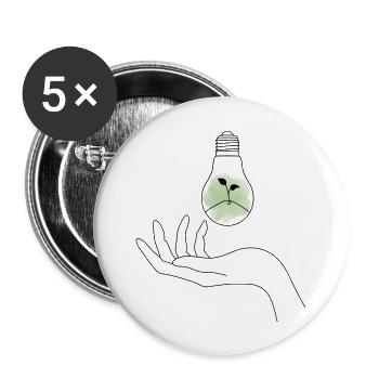 Hand Blume Glühbirne Wunder - Buttons groß 56 mm (5er Pack) - Weiß - Vorne